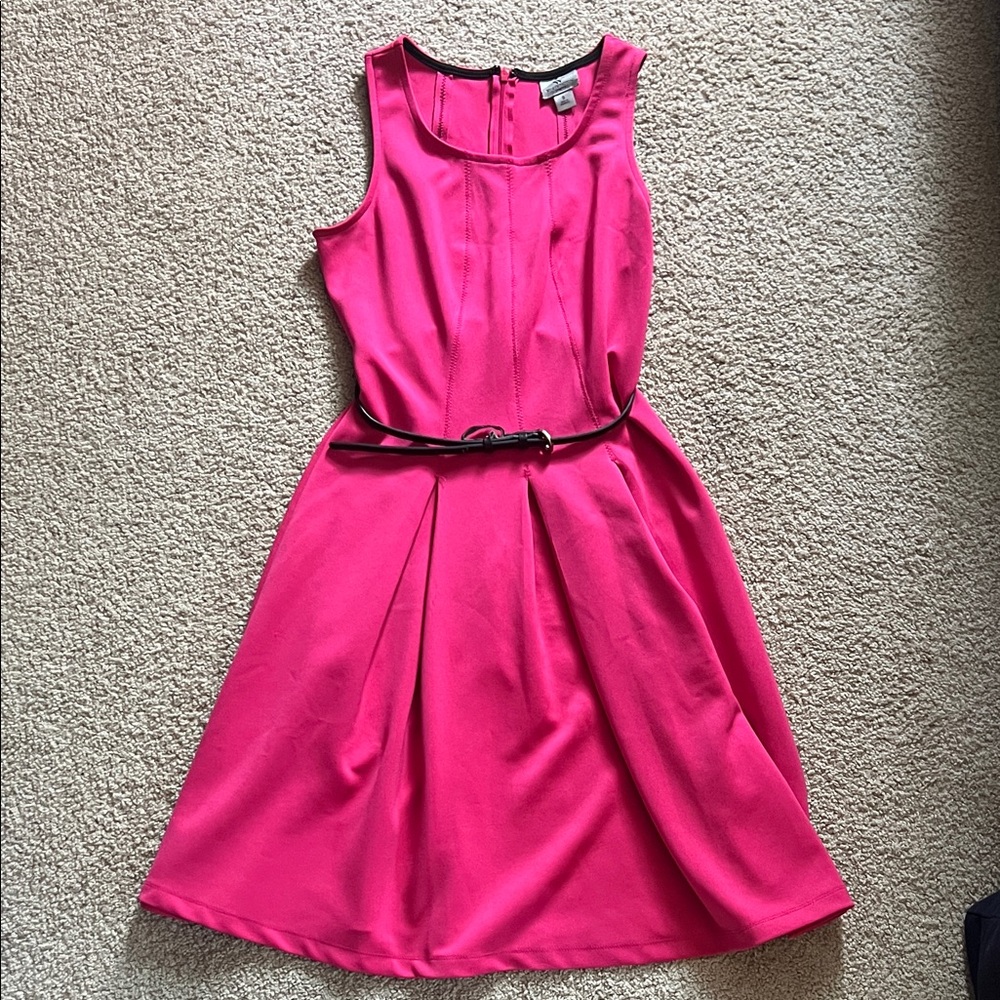 Worthington Vibrant Pink Belted Midi Dress